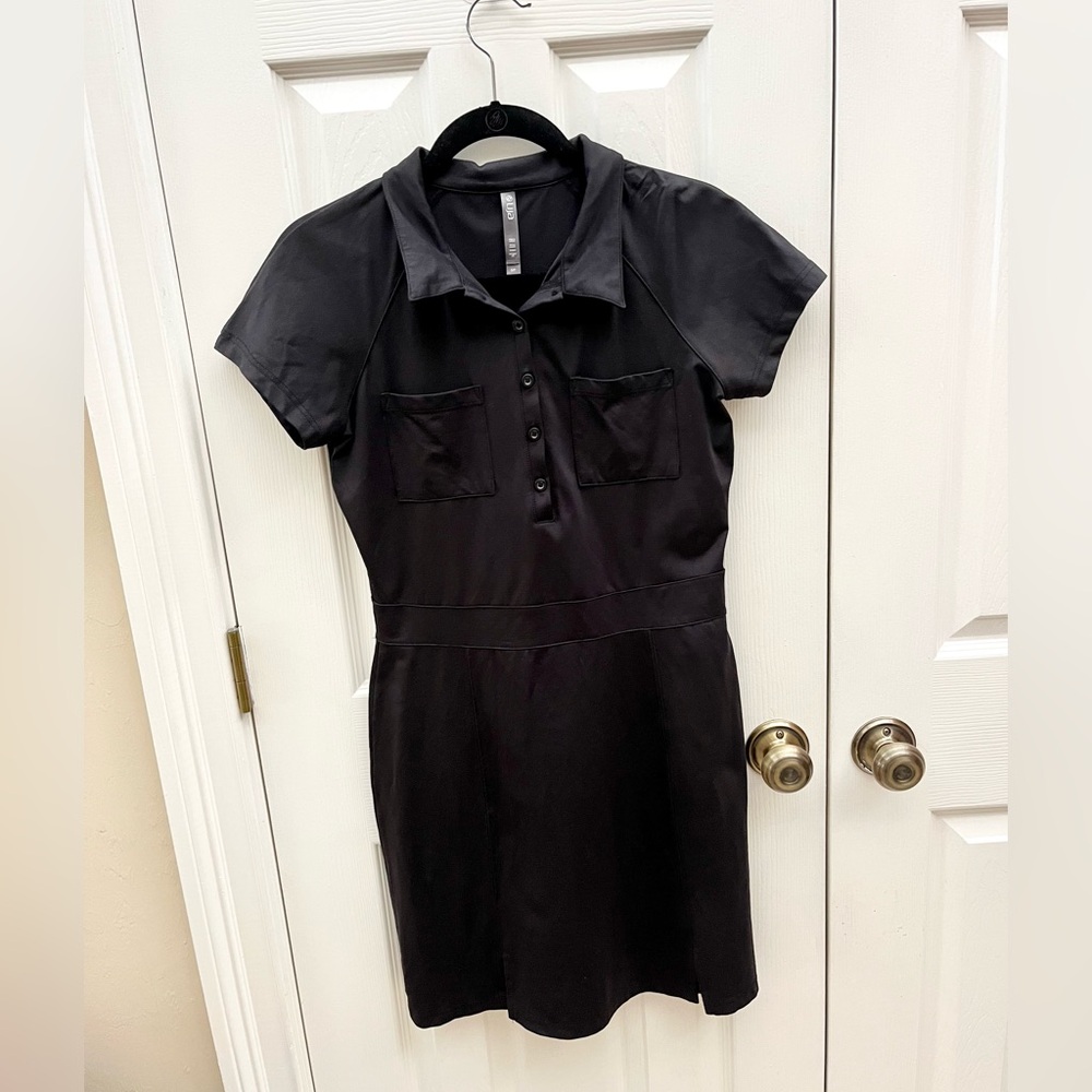 Lija women’s collared shirt sleeve black performance athleisure dress si…